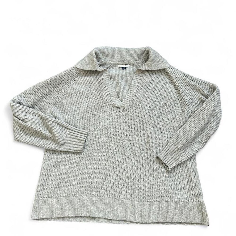 American Eagle grey long sleeve polo pullover - size l